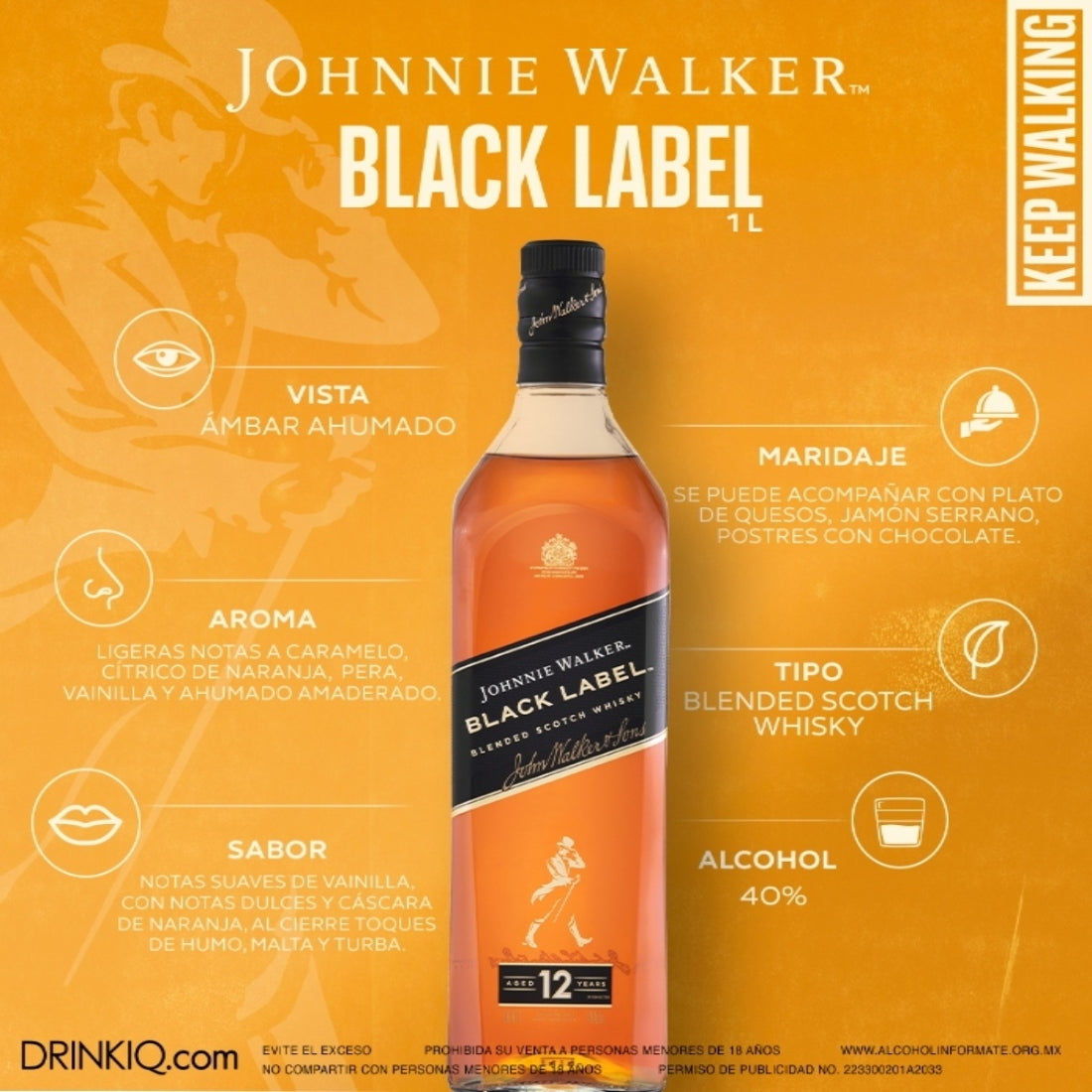 Whisky Johnnie Walker Black Label Blended Scotch 1 L (OFERTA EXCLUSIVA EN LÍNEA)