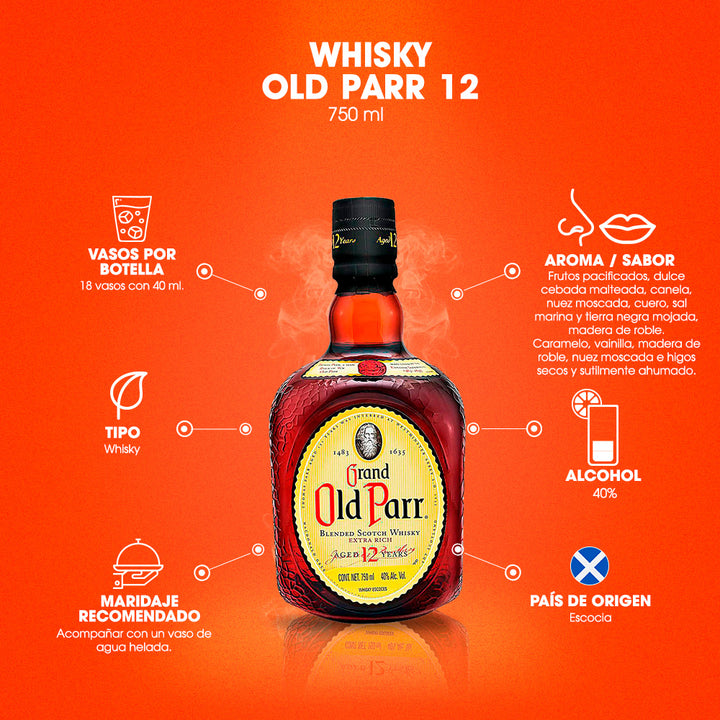 Whisky Old Parr 12 años Blended Scotch 750 ml (OFERTA EXCLUSIVA EN LÍNEA)