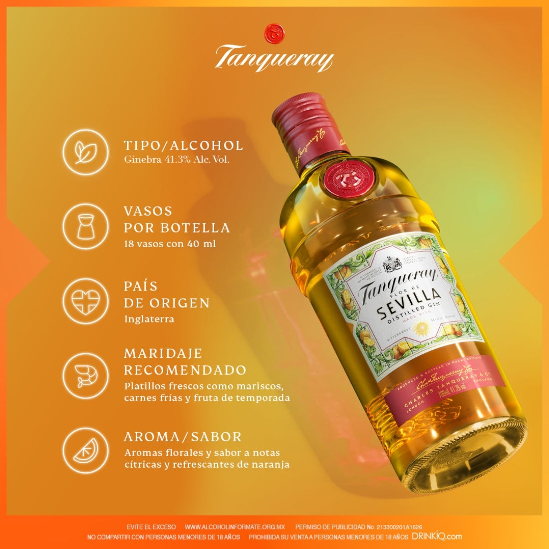 Ginebra Tanqueray Flor de Sevilla Cítrica 750 ml