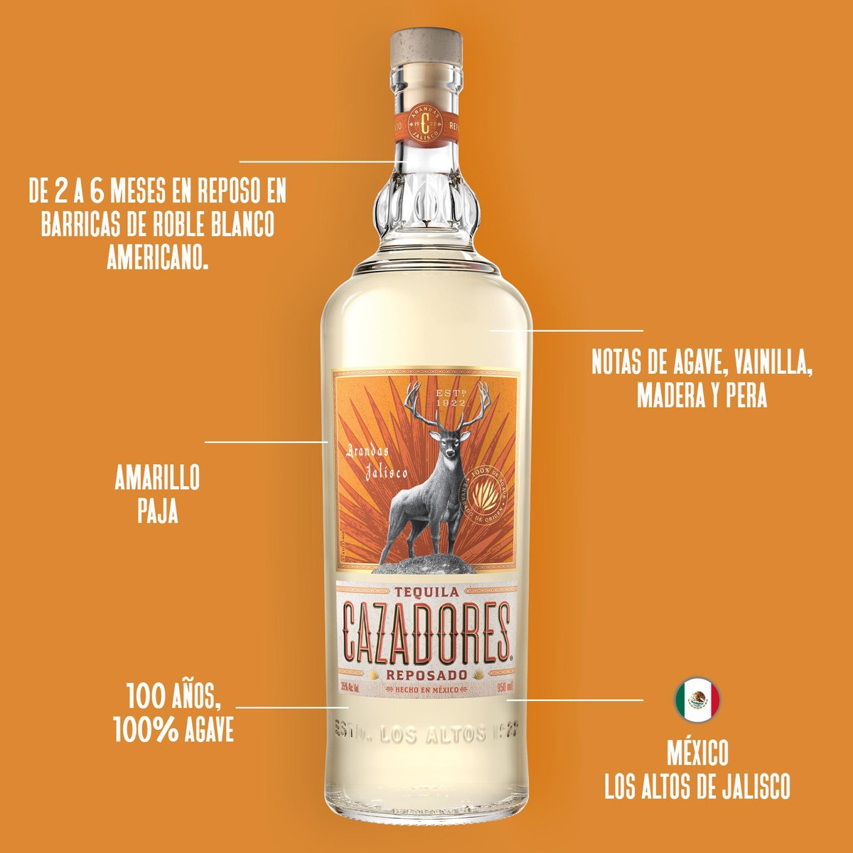 Tequila Cazadores Reposado 950 mL La Castellana