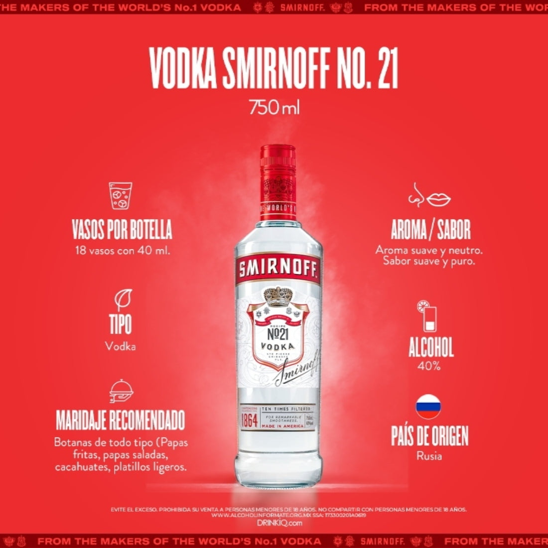 Vodka Smirnoff N°21 750 ml (OFERTA EXCLUSIVA EN LÍNEA)