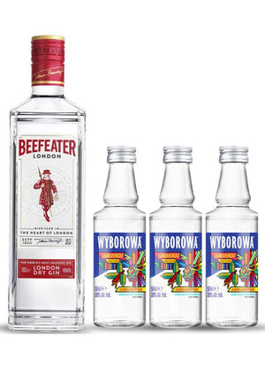 Ginebra Beefeater 750 mL + 3 Vodka Wyborowa Tamarindo Mini 50 mL (REGALO EXCLUSIVO EN LÍNEA)