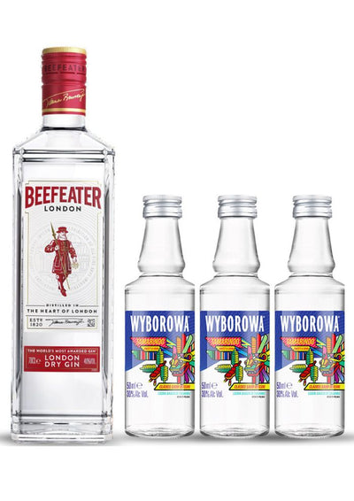 Ginebra Beefeater 750 mL + 3 Vodka Wyborowa Tamarindo Mini 50 mL (OFERTA EXCLUSIVA EN LÍNEA)