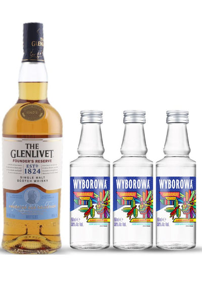 Whisky Glenlivet Founder´s Reserve 700 mL + 3 Vodka Wyborowa Tamarindo Mini 50 mL (REGALO EXCLUSIVO EN LÍNEA)