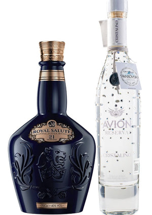 1 Whisky Chivas Royal Salute 21 Años 750 mL + Tequila Avión Reserva Cristalino con Swarovski (REGALO EXCLUISVO EN LÍNEA)