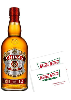 Whisky Chivas Regal 12 Años 750 ml + 2 Tarjetas de Regalo Krispy 1/2 docena (REGALO EXCLUSIVO EN LÍNEA)