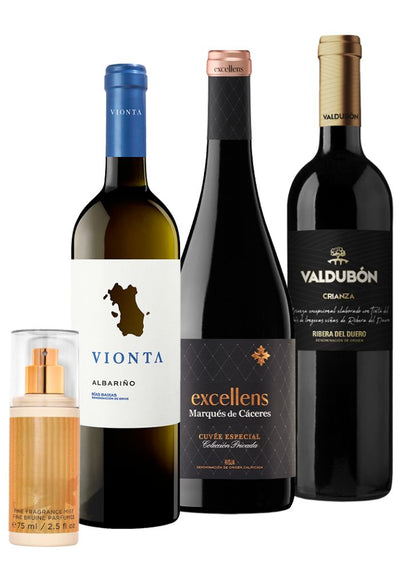 Marqués de Cáceres Excellens Cuvée 750 mL + Valdubón Crianza 750 mL + Albariño Vionta 750 mL+ Mist