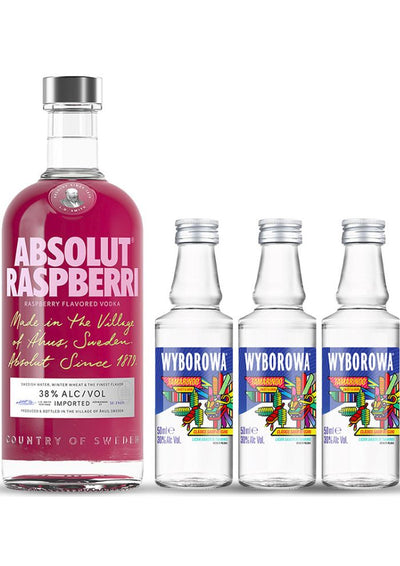 Vodka Absolut Raspberri 750 mL + 3 Vodka Wyborowa Tamarindo Mini 50 mL (OFERTA EXCLUSIVA EN LÍNEA)