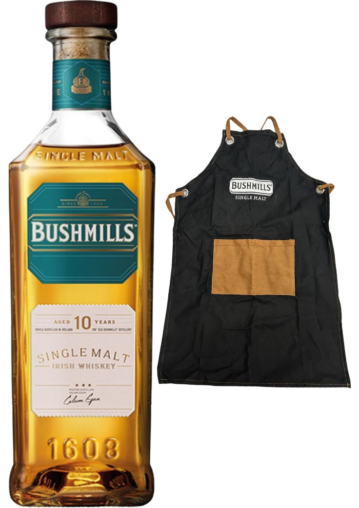 Whisky Bushmills Single Malt 10 años 750 mL + Delantal Cucine Negro