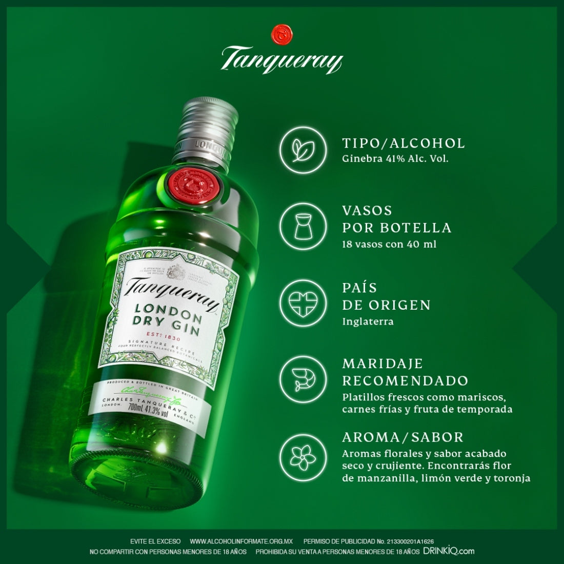 Ginebra Tanqueray London Dry Herbal 750 ml (OFERTA EXCLUSIVA EN LÍNEA)