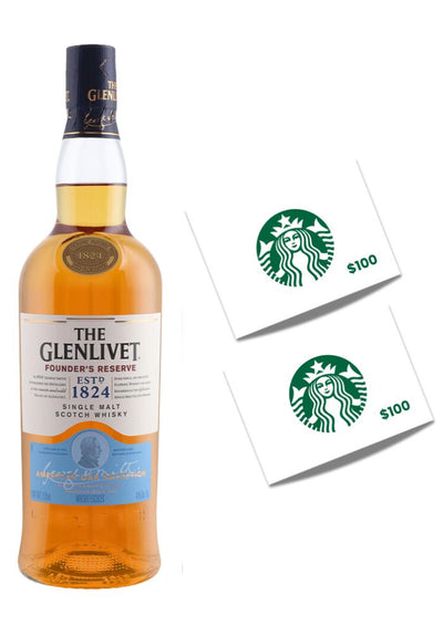 Whisky The Glenlivet Founder`s Reserve 750 mL + 2 Tarjetas de Regalo Starbucks (REGALO EXCLUSIVO EN LÍNEA)