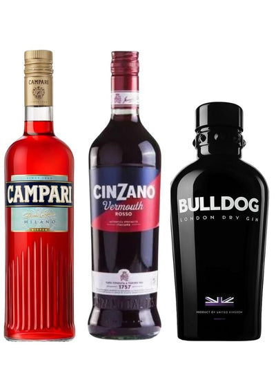 Kit Gin Bulldog 750 mL + Aperitivo Campari Bitter 700 mL + Aperitivo Cinzano Rosso 750 mL (OFERTA EXCLUSIVA EN LÍNEA)