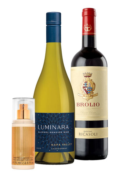 Vino Tinto Barone Ricasoli Brolio 750 mL + Vino Blanco Luminara Chardonnay 750 mL + Mist