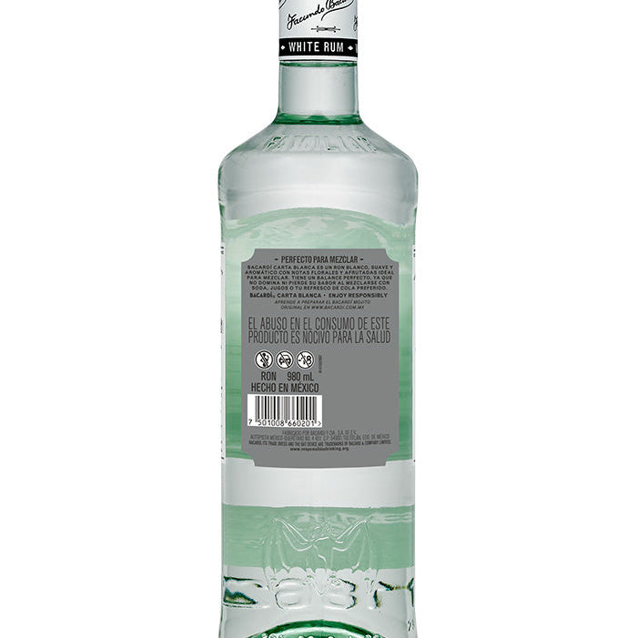 Ron Bacardi Carta Blanca 980ml (OFERTA EXCLUSIVA EN LÍNEA)