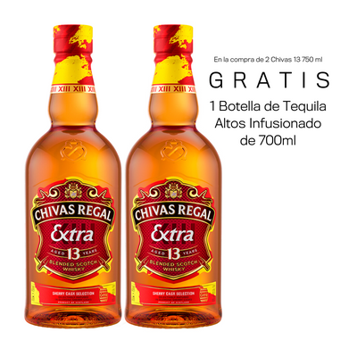 2 Whisky Chivas 13 Años Sherry Cask 750 mL + GRATIS 1 Botella de Tequila Altos Infusionado de 700 ml (REGALO EXCLUSIVO EN LÍNEA)