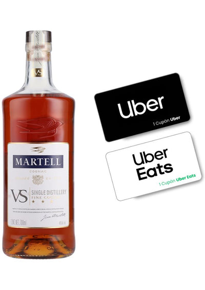 Cognac Martell V.S. 700 mL + 2 CUPONES UBER (REGALO EXCLUSIVO EN LÍNEA)