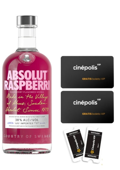 Vodka Absolut Raspberri 750 mL +  Tarjeta de Regalo Cinépolis (REGALO EXCLUSIVO EN LÍNEA)