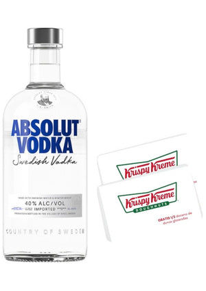 Vodka Absolut 750 mL + 2 Tarjetas de Regalo Krispy 1/2 docena (REGALO EXCLUSIVO EN LÍNEA)