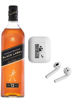 Whisky Johnnie Walker Black Label Blended Scotch 1 L + Audifonos Inalambricos Mini (REGALO EXCLUSIVO EN LÍNEA)