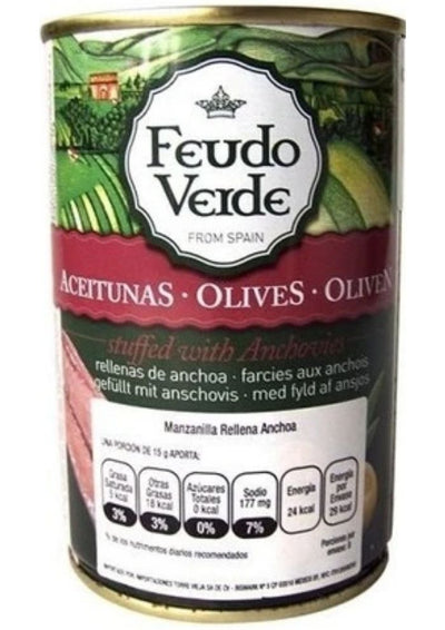 Aceitunas verdes rellenas de anchoa Feudo Verde 300 g